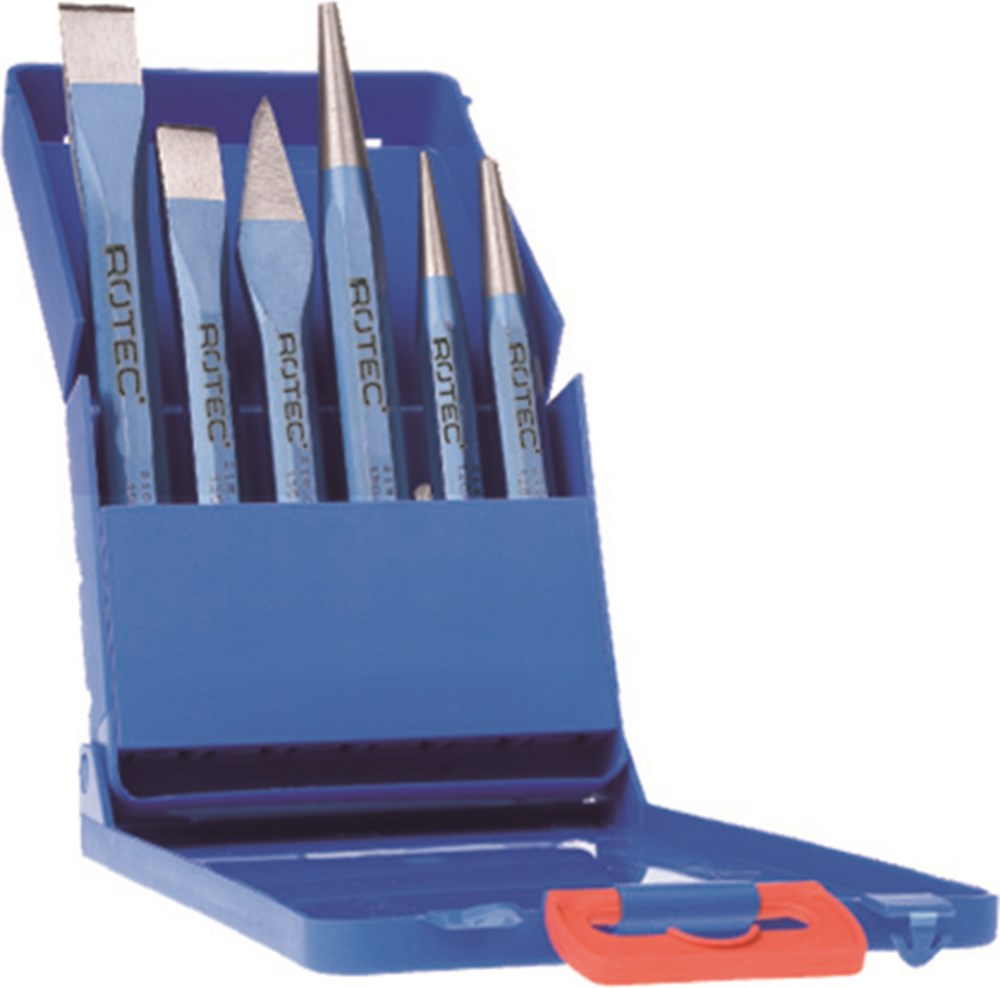 Juego de cincel frío Rotec de 6 piezas en casete