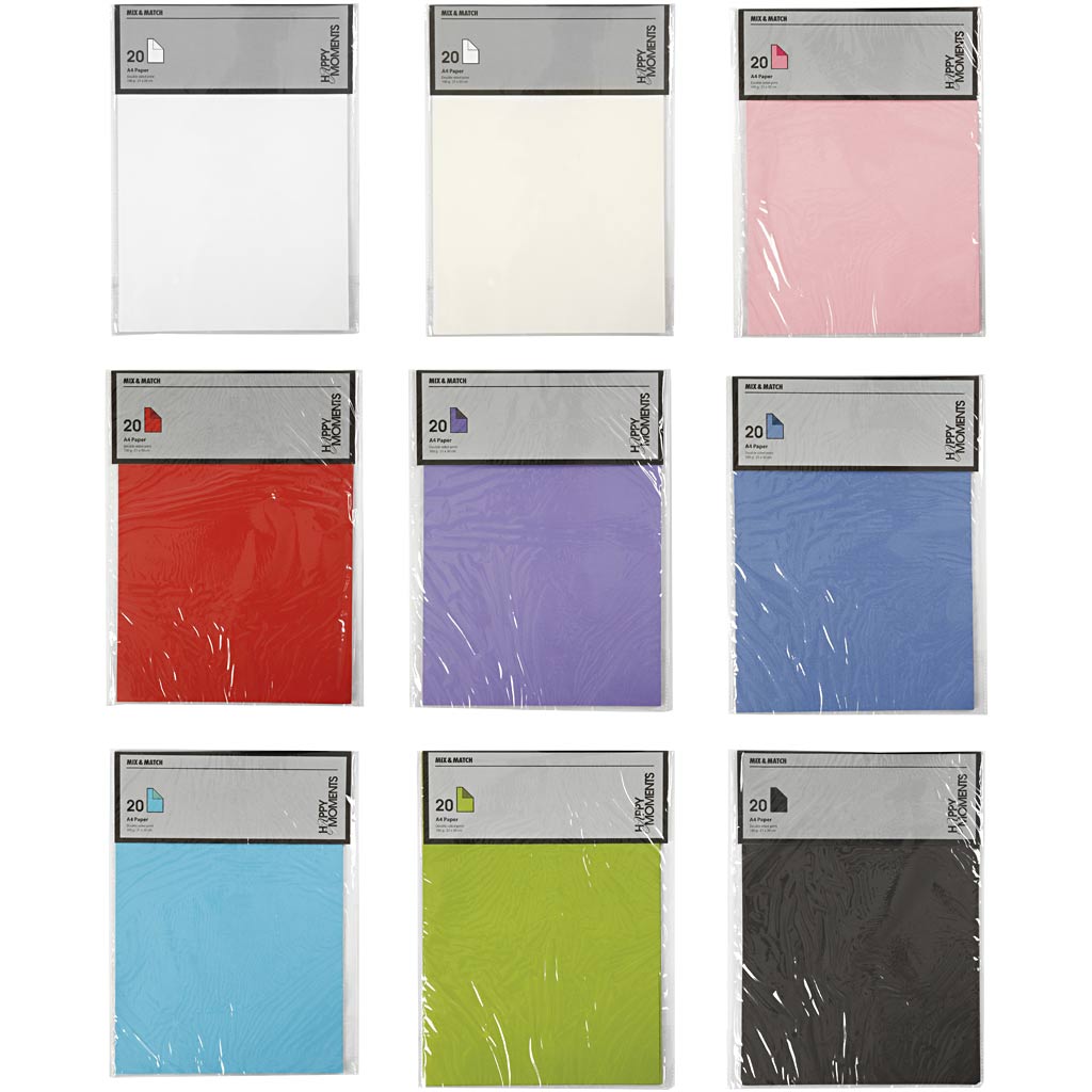 Papel texturado Creativ Company, a4, hoja 210x297 mm, contenido puede variar, 100 gr, varios colores, 30x20 hojas 1 caja