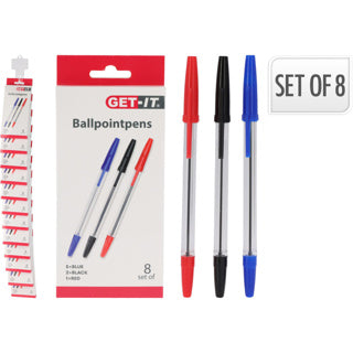 Set di 8 penne a sfera No Brand, rosse, nere, blu | 12 pezzi