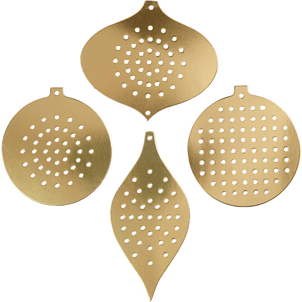 Creativ company cartoncino punto croce, decorazione ciliegia, h: 8,5-12 cm, misura buco 3 mm, oro metallizzato, 8 pezzi 1 scatola