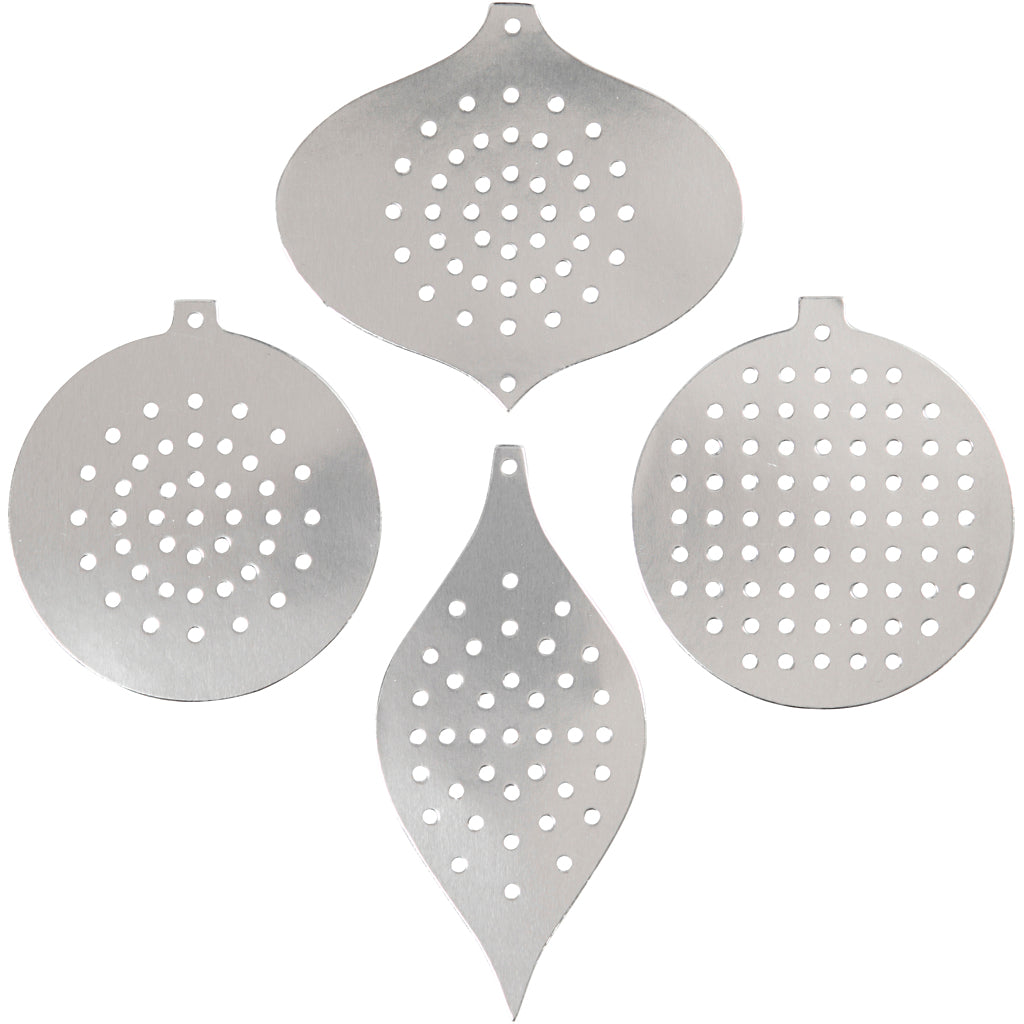 Creativ company cartoncino punto croce, decorazione ciliegia, h: 8,5-12 cm, misura buco 3 mm, argento metallizzato, 8 pezzi 1 scatola