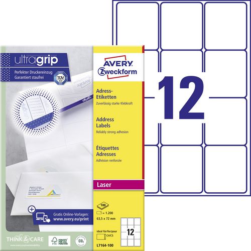 Etichette riciclate per stampanti laser quickpeel lr7164-100 63,5x72mm