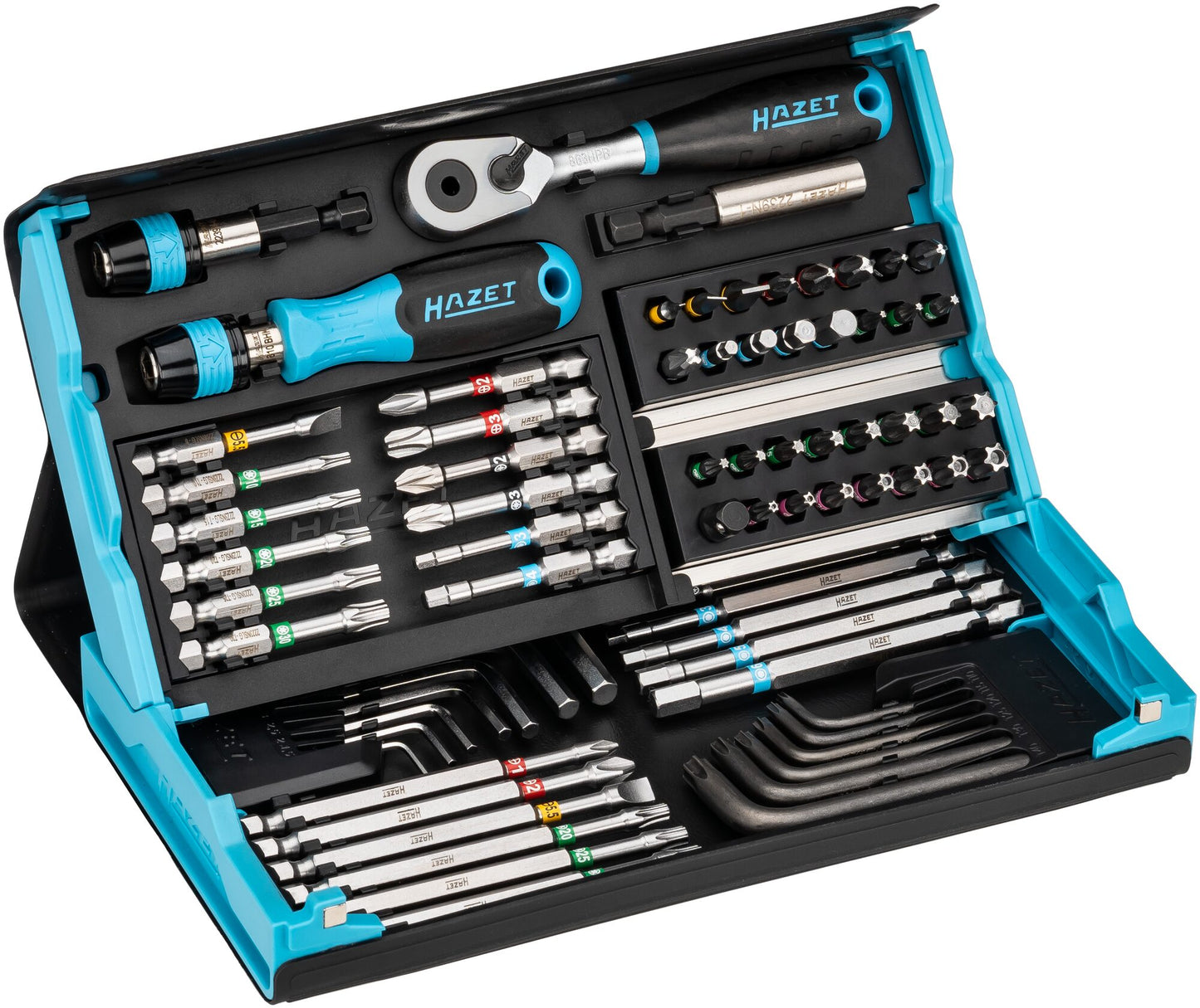 Set punte per smartcase Hazet 2200sc-31 | Solido esagonale da 1 4 pollici (6,3 mm) | profilo asola, profilo a croce ph, profilo pozidriv pz, profilo esagono interno | 73 pezzi