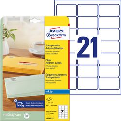 Etichette trasparenti inkjet quickpeel j8560-25 63,5x38,1mm