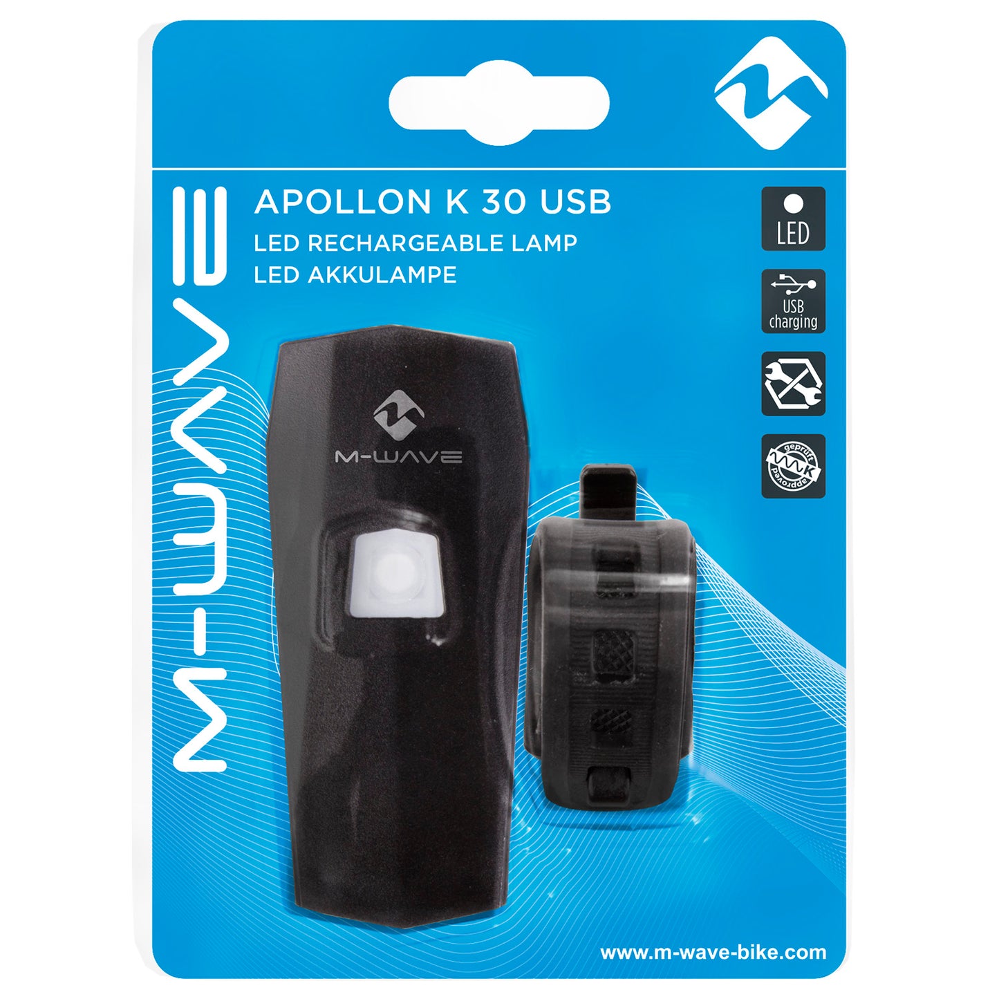 M-Wave Headlight Apollon K30 USB LED Negro