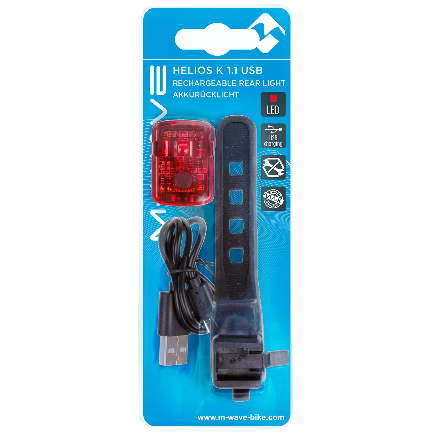 Luce posteriore con batteria ricaricabile M-wave helios k 1.1 usb sl