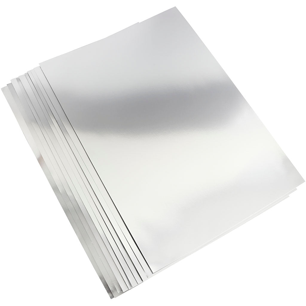 Creativ company cartoncino metallizzato, a2, foglio 420x594 mm, 280 gr, argento, 10 fogli 1 scatola