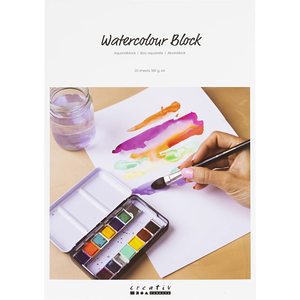 WaterColor Block White A4 180GR, 20 fogli