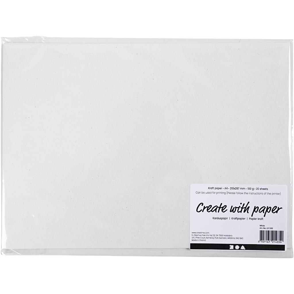 Papel kraft Creativ company, a4, hoja 210x297 mm, 100 gr, blanco, 20 hojas 1 caja