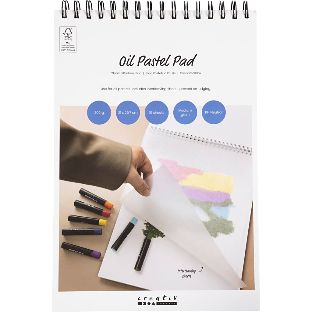 Bloc para pasteles al óleo Creativ company, a4, hoja 210x297 mm, 300 g, blanco, 15 hojas 1 unidad