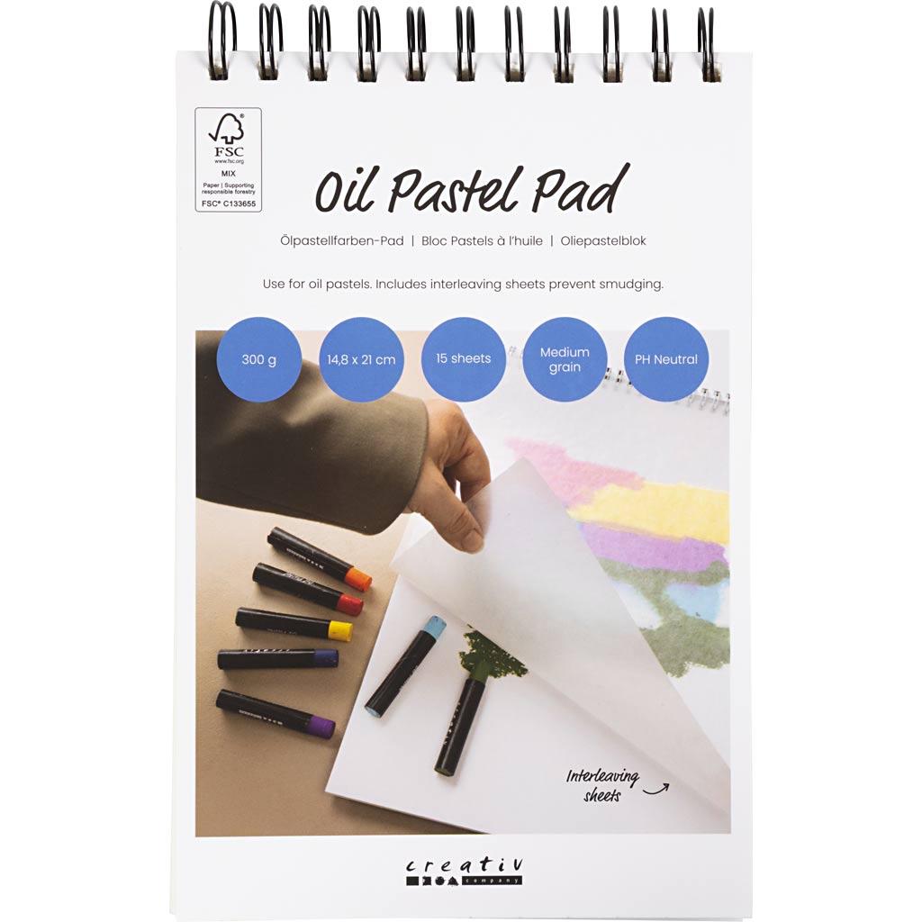 Blocco note Creativ Company per pastelli a olio, A5, foglio 148x210 mm, 300 g, bianco, 15 fogli 1 pezzo