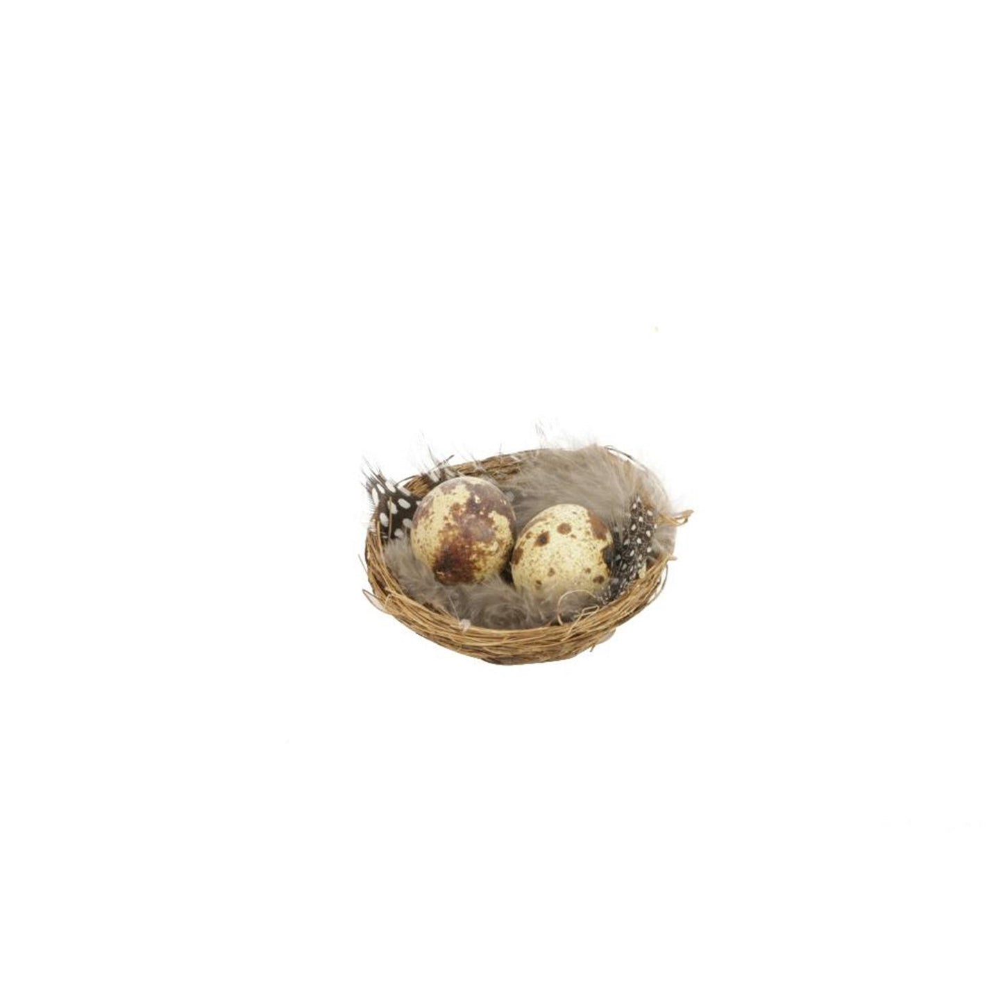 Nido HBx Natural Living Deco con uova e piume 6 pz. ø7cm