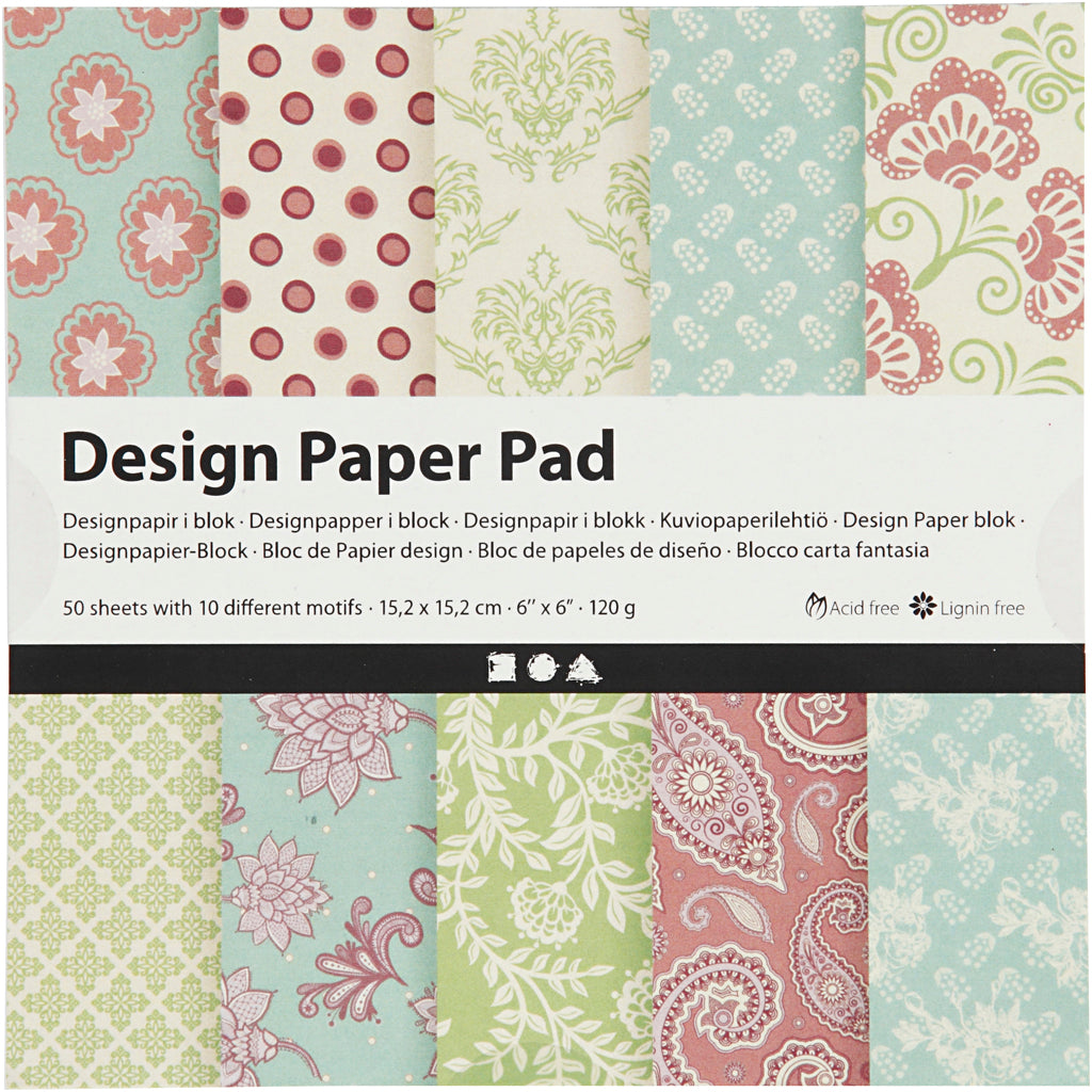 Bloque de papel de diseño de la empresa de creativ menta verde púrpura, 50 hojas