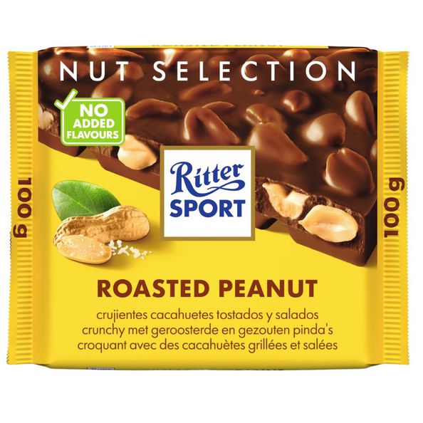 Cioccolato al latte Ritter Sport con arachidi tostate leggermente salate 100 gr