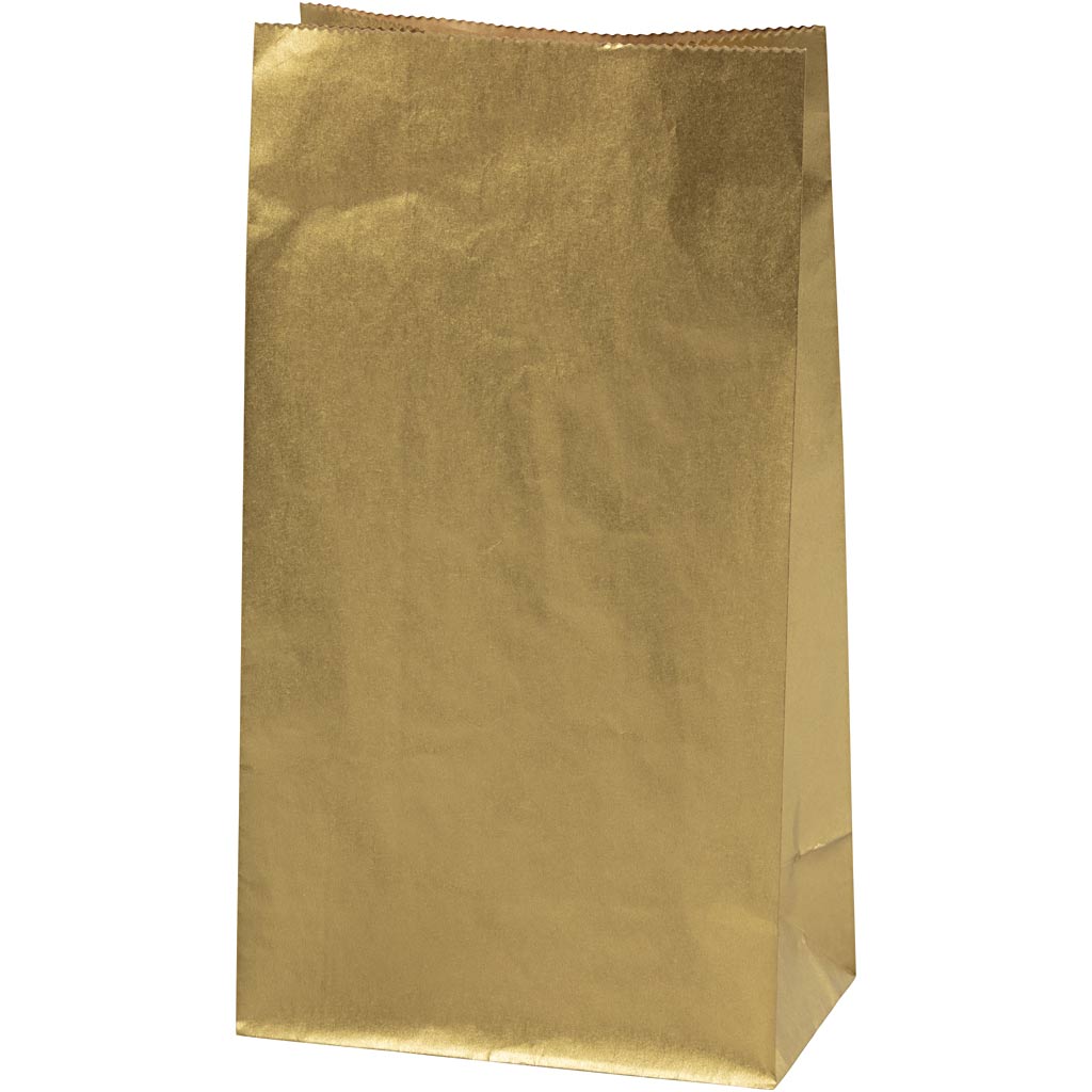 Bolsas de papel Creativ company, h: 27 cm, medidas 9x15 cm, 50 gr, dorado, 100 unidades 1 caja
