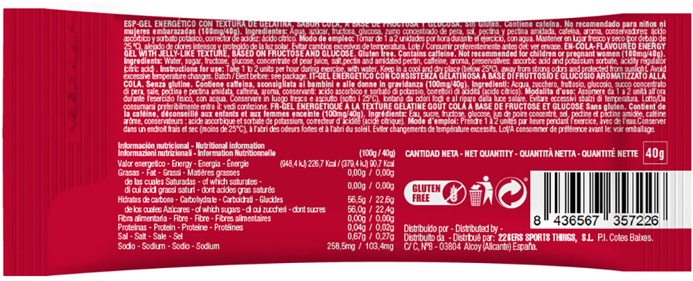 226ers Hydrajelly 100mg caffeina cola gel 40g