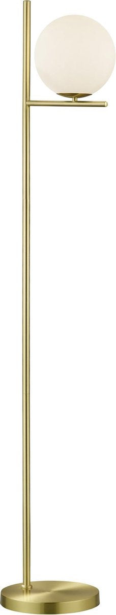 Trio pure - vloerlamp - messing mat - excl. 1x e14 3,5 w - afstandsbediening - geintegreerde dimmer - traploos instelbare lichtkleur - nachtlampje - niet extern dimmerbaar - geheugenfunctie - eenvoudig te bevestigen