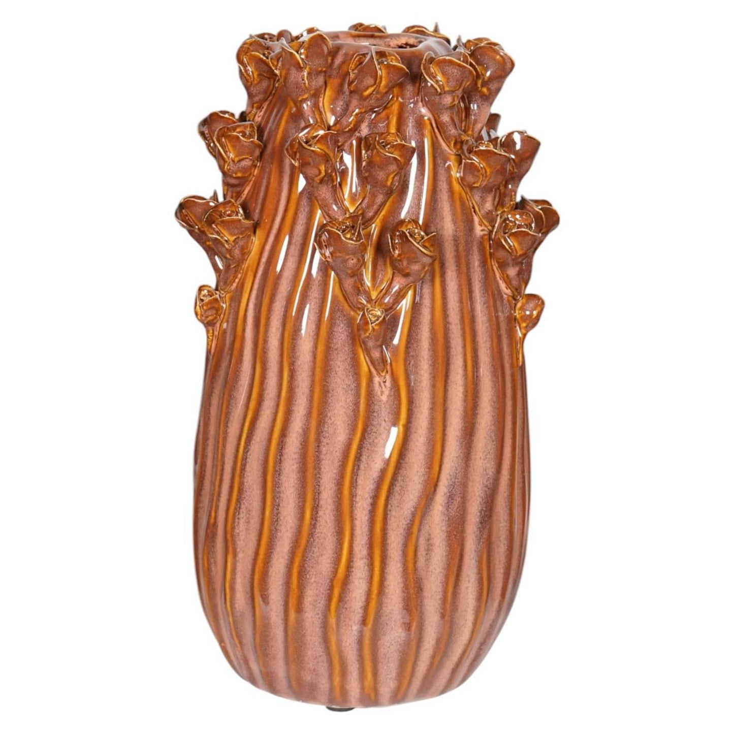 Vaso atmosfera signorile Bernou in ceramica arancione 15x27,5 cm