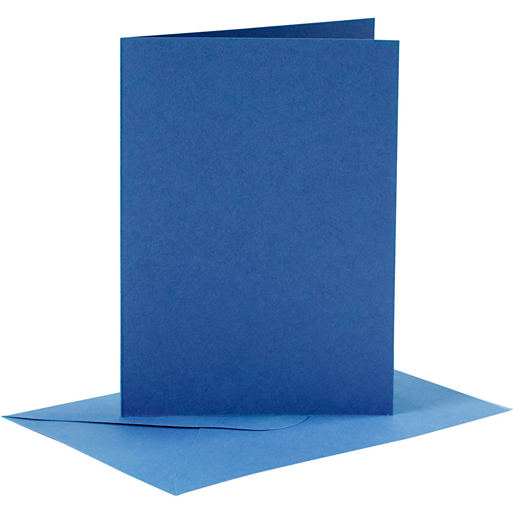 Tarjetas y sobres de empresa Creativ, tamaño tarjeta 10,5x15 cm, tamaño sobre 11,5x16,5 cm, 110+220 gr, azul, 6 juegos 1 caja