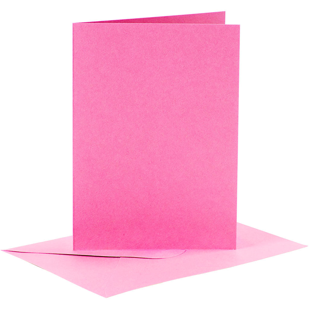 Tarjetas y sobres de empresa Creativ, tamaño tarjeta 10,5x15 cm, tamaño sobre 11,5x16,5 cm, 110+220 gr, rosa, 6 juegos 1 caja