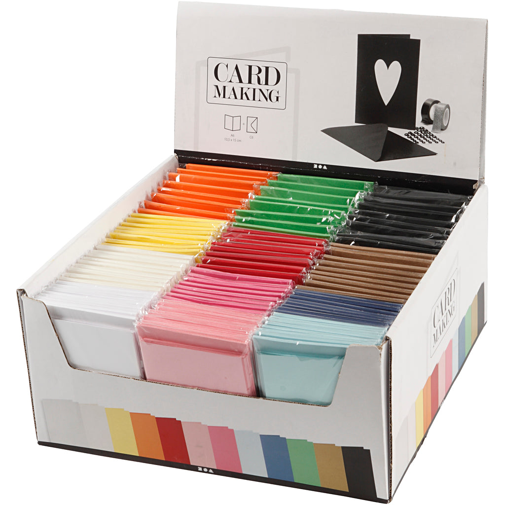 Biglietti e buste aziendali Creativ, formato cartoncino 10,5x15 cm, formato busta 11,5x16,5 cm, vari colori, scatola 12x10 1 scatola