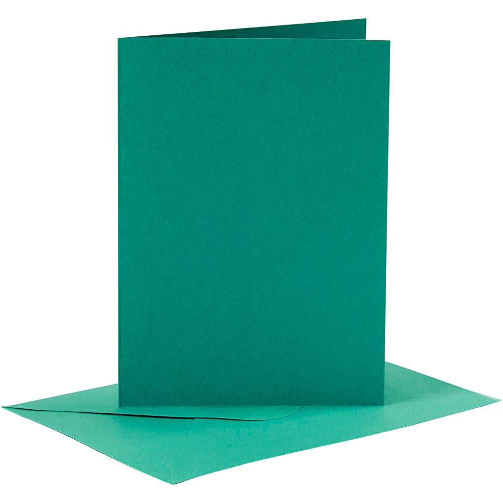 Tarjetas y sobres de empresa Creativ, tamaño tarjeta 10,5x15 cm, tamaño sobre 11,5x16,5 cm, 110+230 gr, verde oscuro, 6 juegos 1 caja