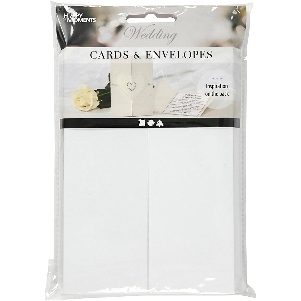 Creativ company sobre para tarjetas de nácar, tamaño tarjeta 10,5x15 cm, tamaño sobre 11,5x16,5 cm, 230+120 gr, blanco, 10 juegos 1 caja