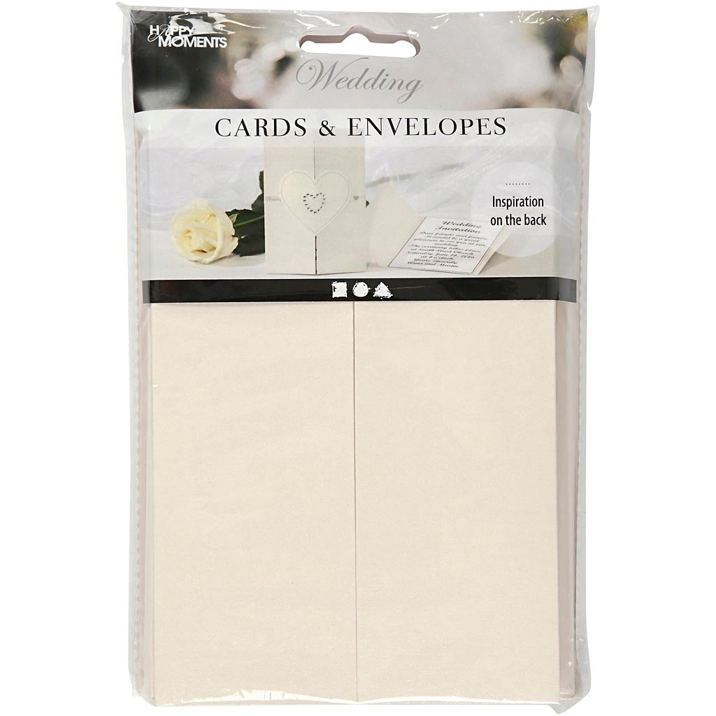 Creativ company sobre para tarjetas de nácar, tamaño tarjeta 10,5x15 cm, tamaño sobre 11,5x16,5 cm, 230+120 gr, blanquecino, 10 juegos 1 caja