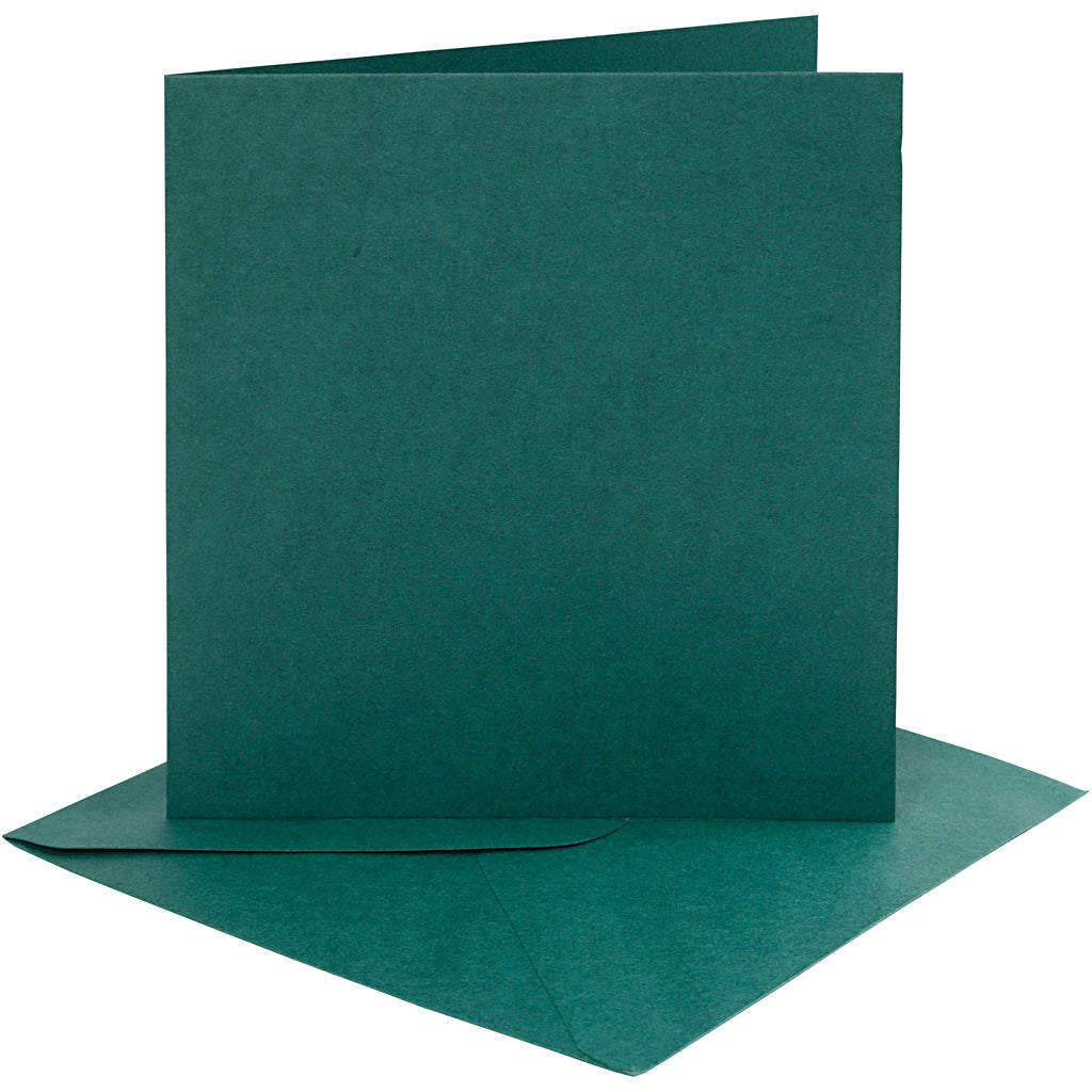 Tarjetas y sobres de empresa Creativ, tamaño tarjeta 15,2x15,2 cm, tamaño sobre 16x16 cm, 230 gr, verde oscuro, 4 juegos 1 caja