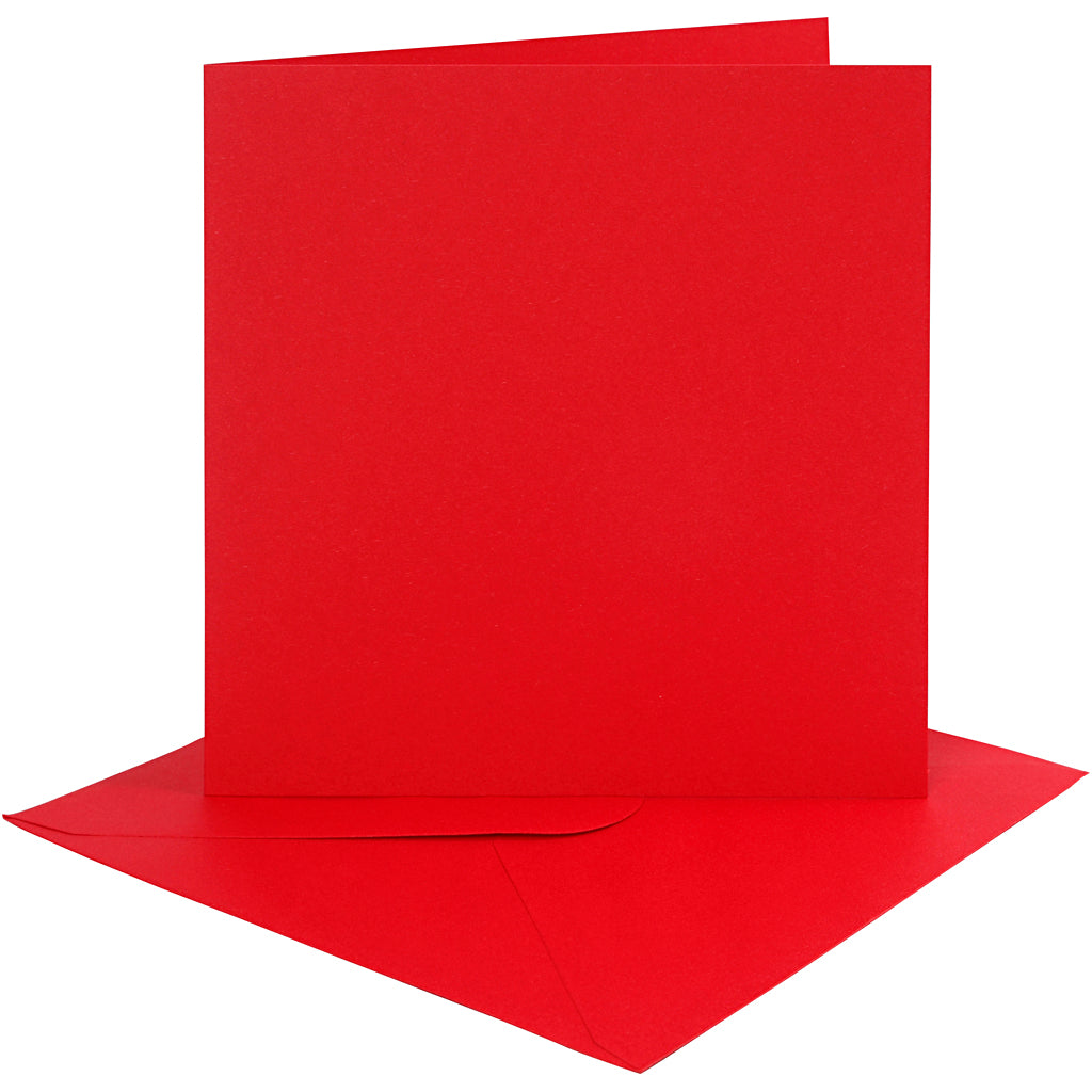 Tarjetas y sobres de empresa Creativ, tamaño tarjeta 15,2x15,2 cm, tamaño sobre 16x16 cm, 230 gr, rojo, 4 juegos 1 caja