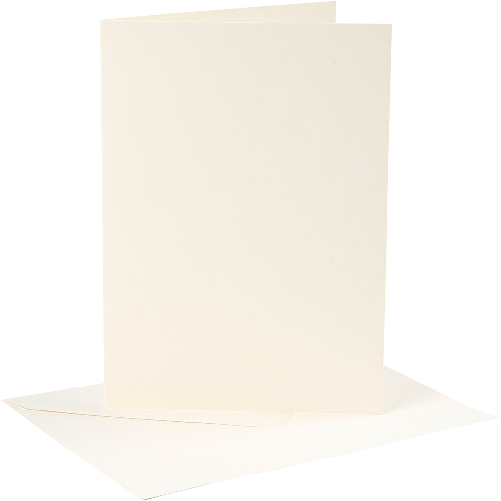 Tarjetas y sobres de empresa Creativ, tamaño tarjeta 12,7x17,8 cm, tamaño sobre 13,3x18,5 cm, 220 gr, blanquecino, 4 juegos 1 caja