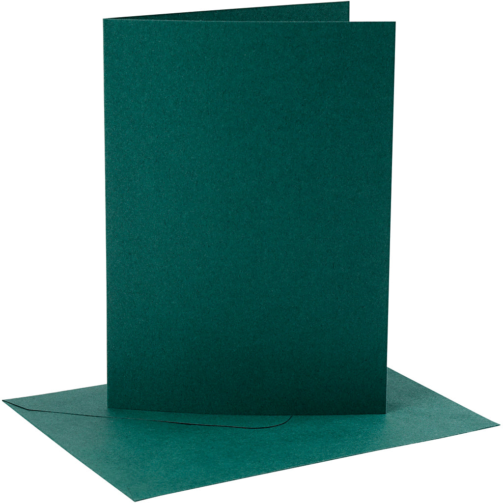 Biglietti e buste aziendali Creativ, formato biglietto 12,7x17,8 cm, formato busta 13,3x18,5 cm, 230 gr, verde scuro, 4 set 1 scatola