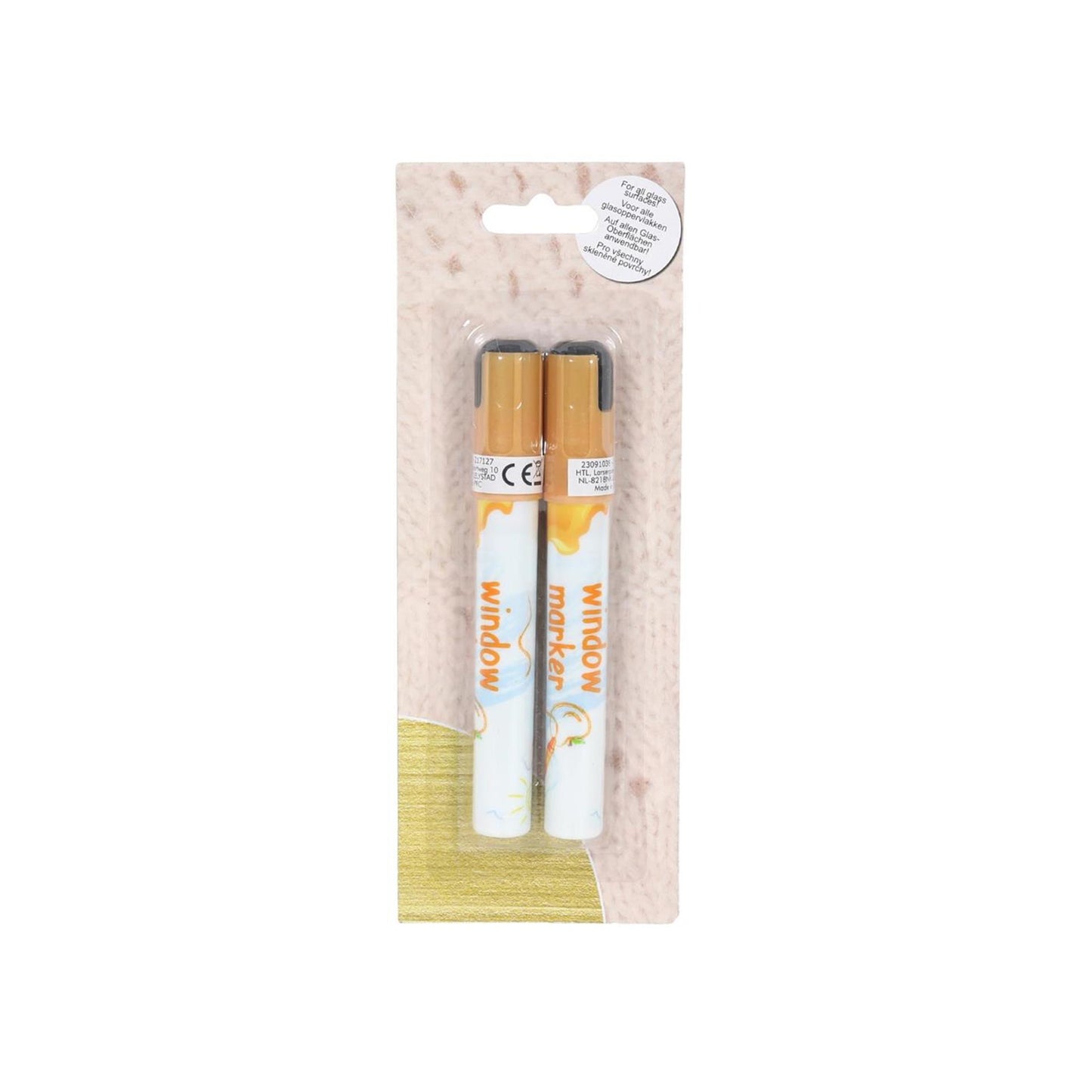 Svenska Living Evidenziatori per finestre lavabili color oro, set da 2