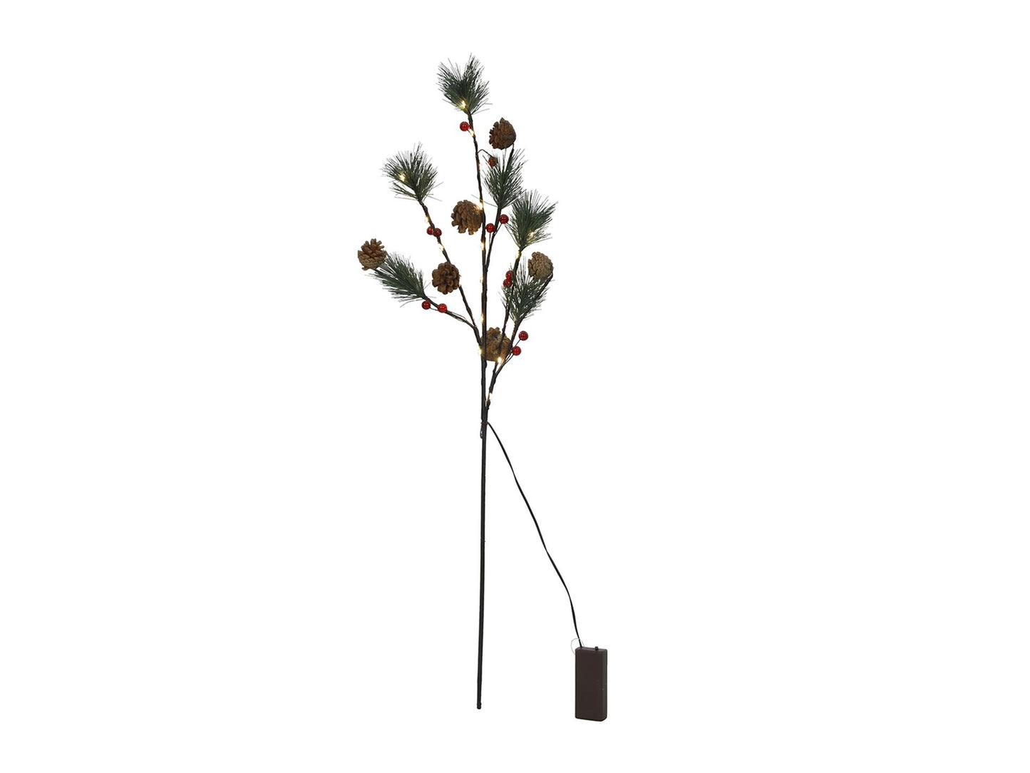 Svenska living ramo artificiale bacca rossa, pineleaf 20led 75cm