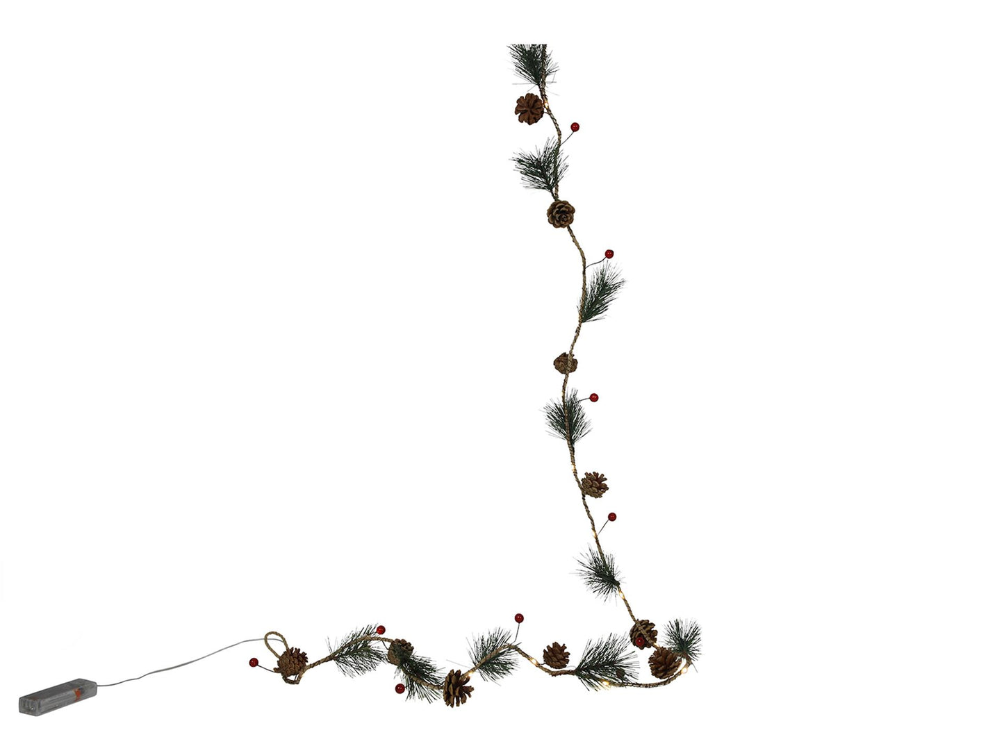 Svenska living guirlande 'red berry, pineleaf' 20led 180cm exclusief 2xaa batterij