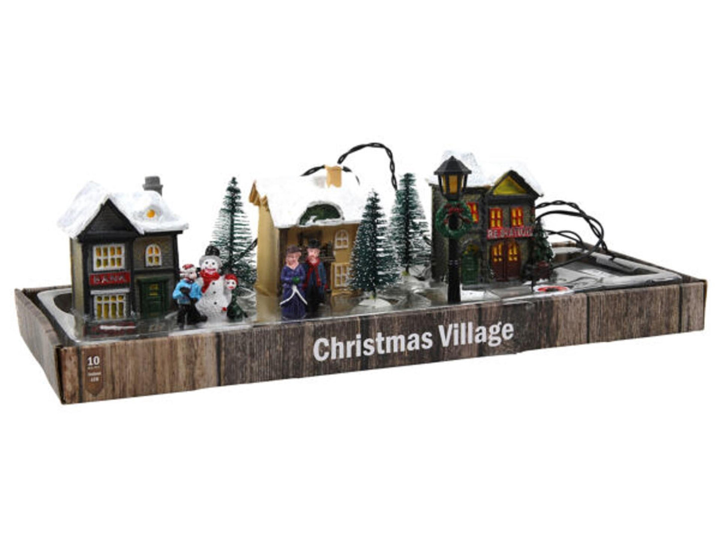 Svenska living Villaggio di Natale in poliestere con illuminazione, 10 pezzi