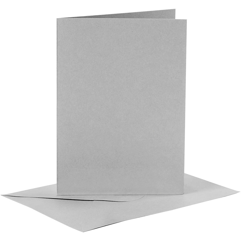 Tarjetas y sobres de empresa Creativ, tamaño tarjeta 10,5x15 cm, tamaño sobre 11,5x16,5 cm, 120+210 gr, gris, 6 juegos 1 caja