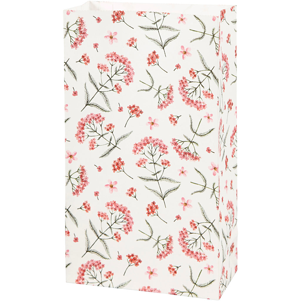 Vivi gade bolsas de papel, flores, h: 21 cm, medidas 6x12 cm, 80 gr, 8 piezas 1 caja