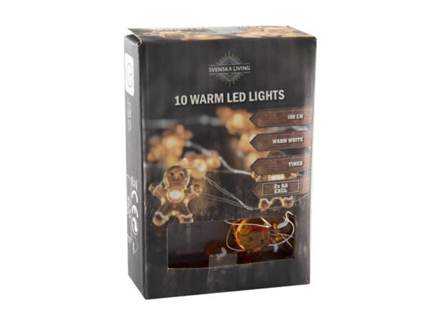 Svenska living string iluminación hombre de jengibre con temporizador