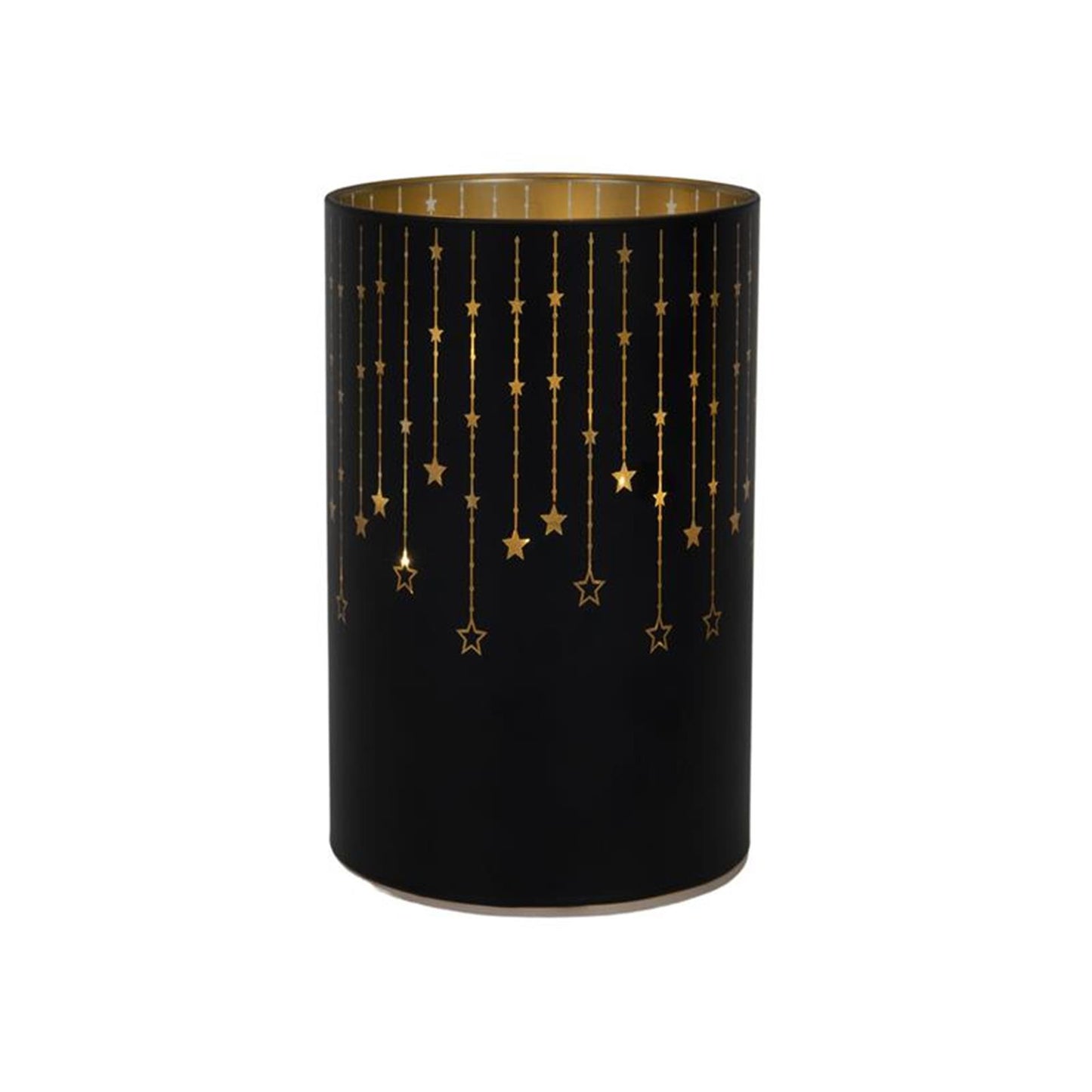 Svenska living cilindro in vetro 14cm led nero 3xaa timer
