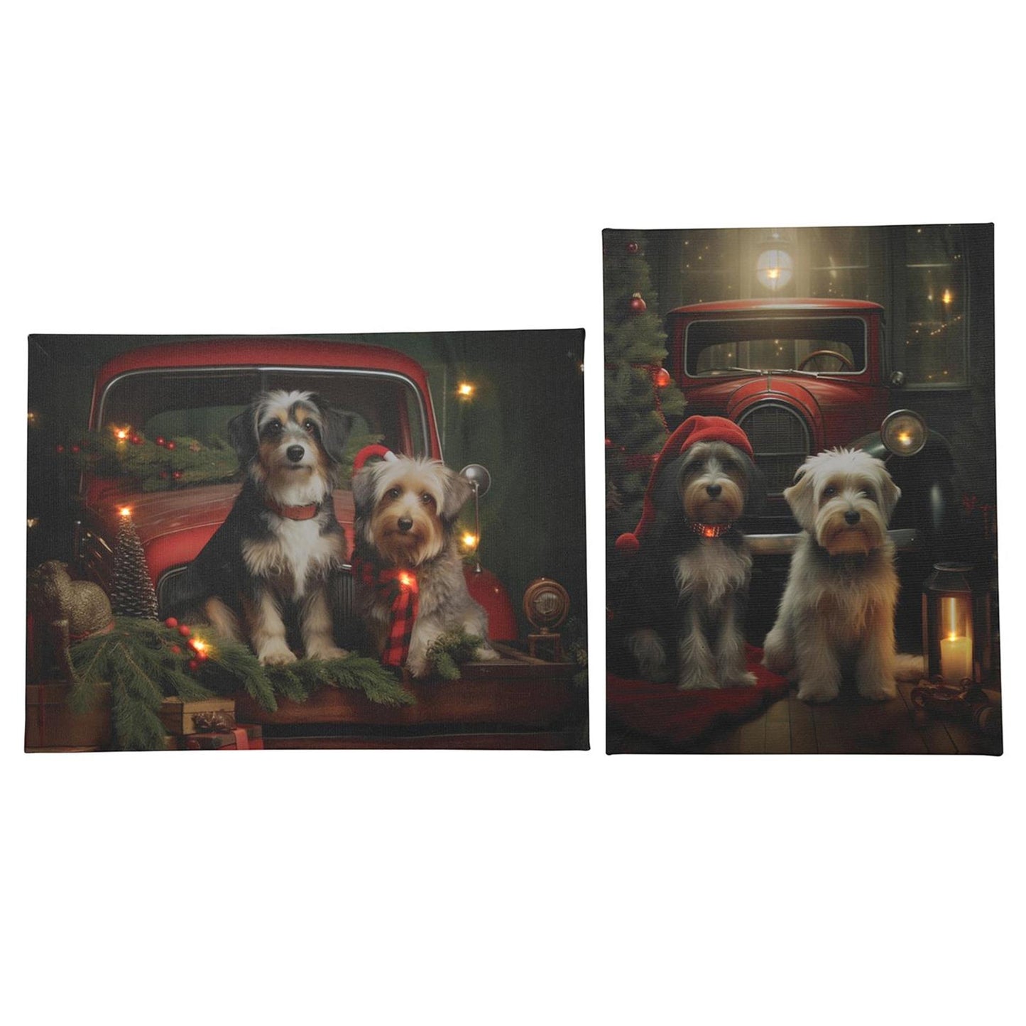 Svenska living led navidad lienzo perros 2xaa 30x40cm