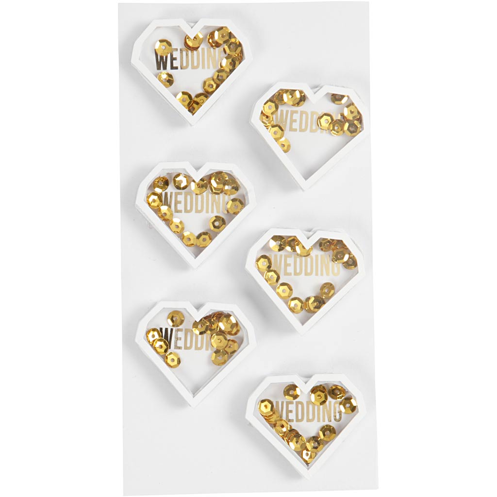 Adesivi shaker Creativ Company, d: 4 mm, l: 32 mm, l: 38 mm, bianco, 6 pezzi 1 scatola