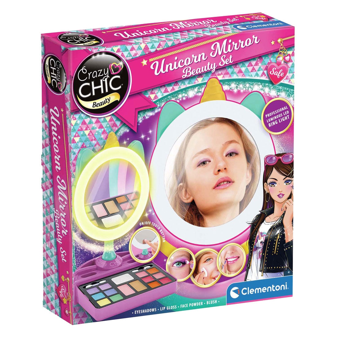 Clementoni Crazy Chic - Unicorn Spiegel con anello a led