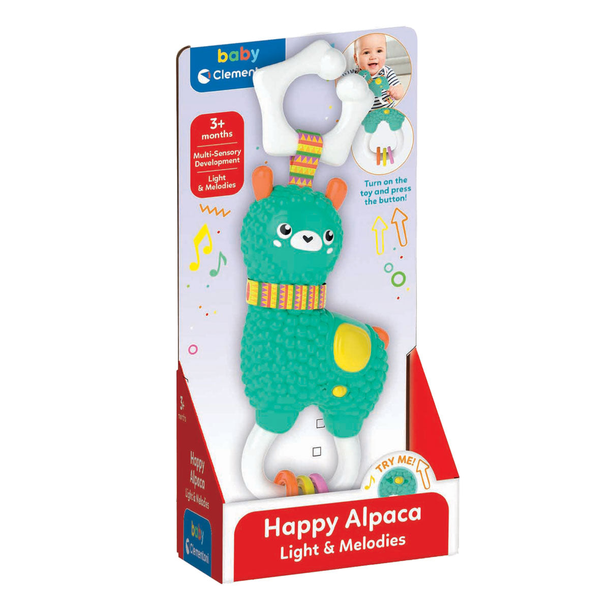 Clementoni baby allegro Alpaca Rattle con luce e suono