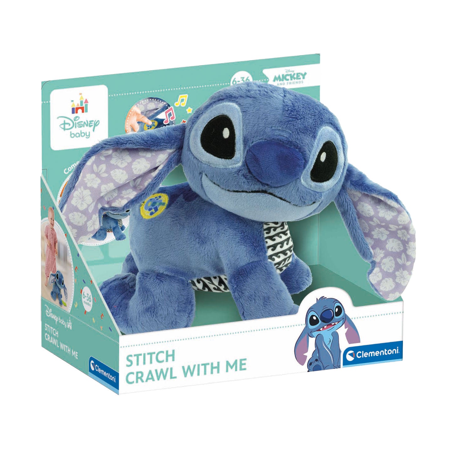 Clementoni peluche interactivo bebe punto disney gateando