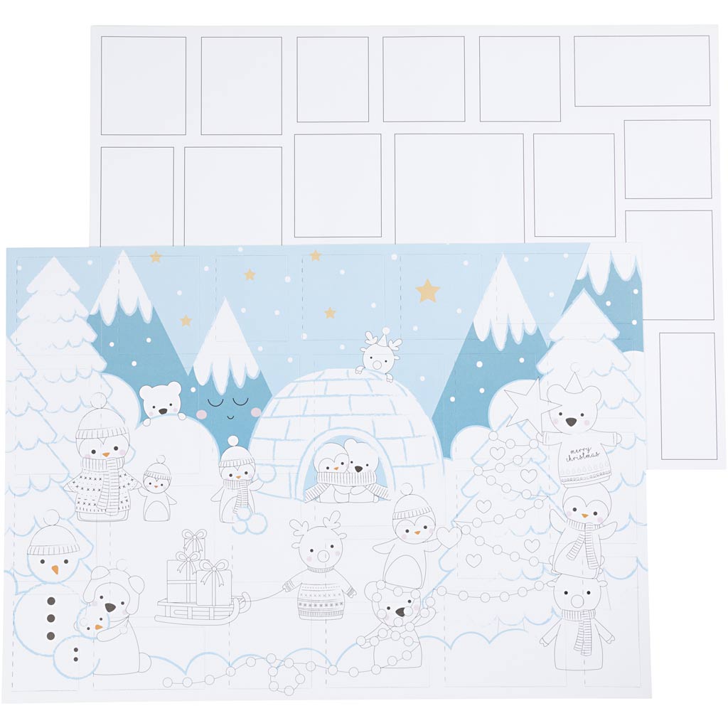 Calendario navideño de la empresa Creativ, tamaño 30x42 cm, 30 piezas 1 caja