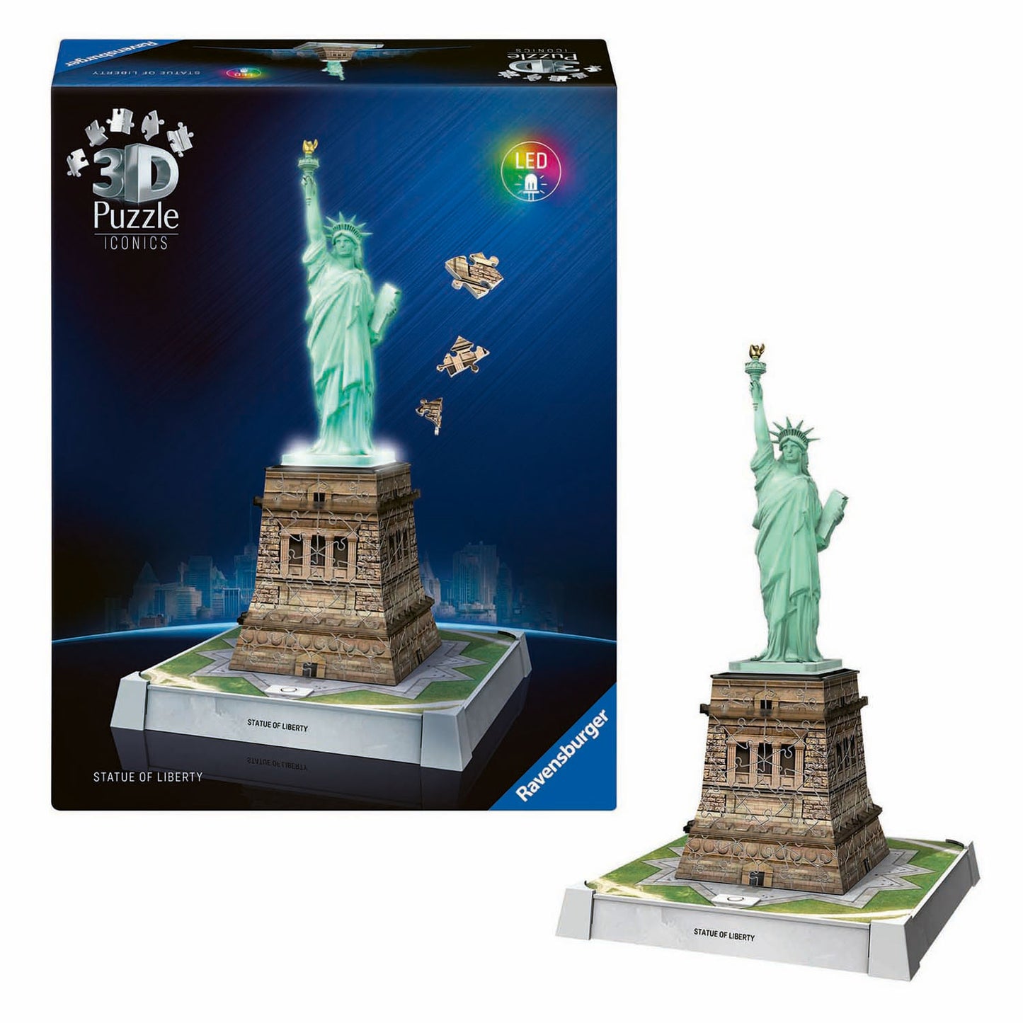 Ravensburger Puzzle 3D icónico Estatua de la Libertad - con luz - 128 piezas