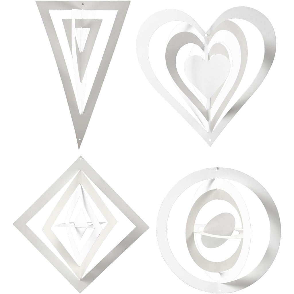 Creativ company Ornamenti 3D, h: 18+22+24 cm, l: 15+18+22 cm, 230 g, bianco, 16 pezzi 1 scatola