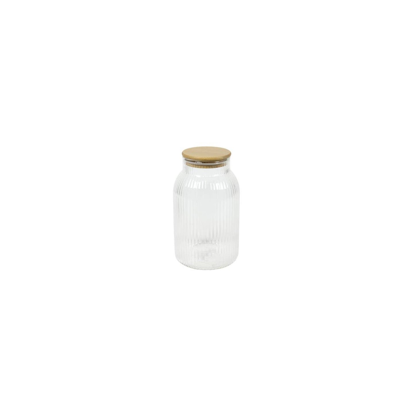 Tarro de almacenamiento líneas vidrio bambú h20,5cm