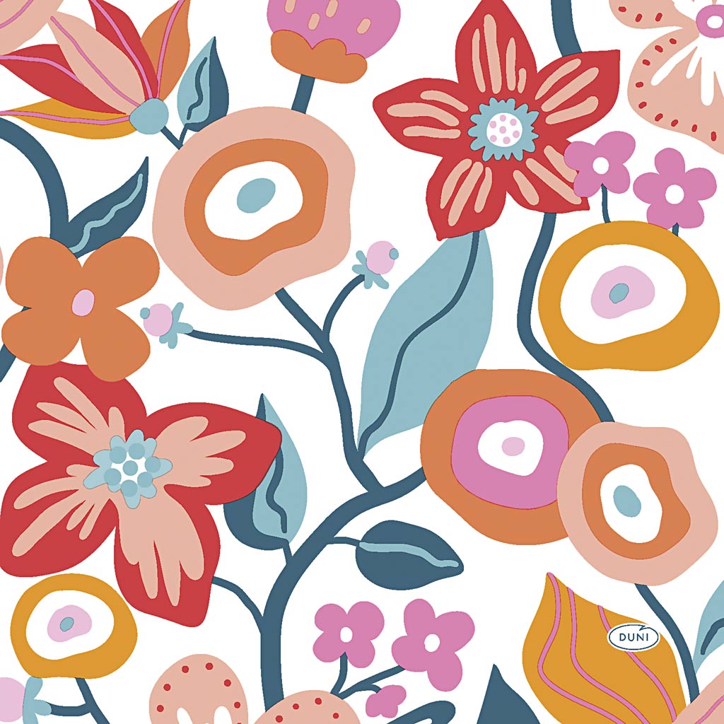 Tovaglioli Creative Company, fiori, misura 33x33 cm, 20 pezzi, 1 scatola